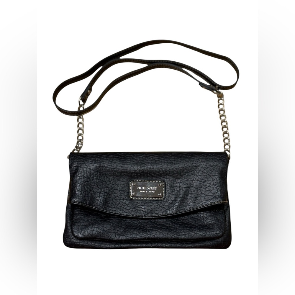 Nine West Pebbled Faux Leather Convertible Crossbody in Black